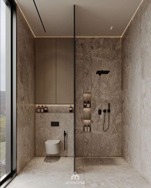 Thiết kế nội thất nhà tắm,wc rộng thoáng, sang trọg