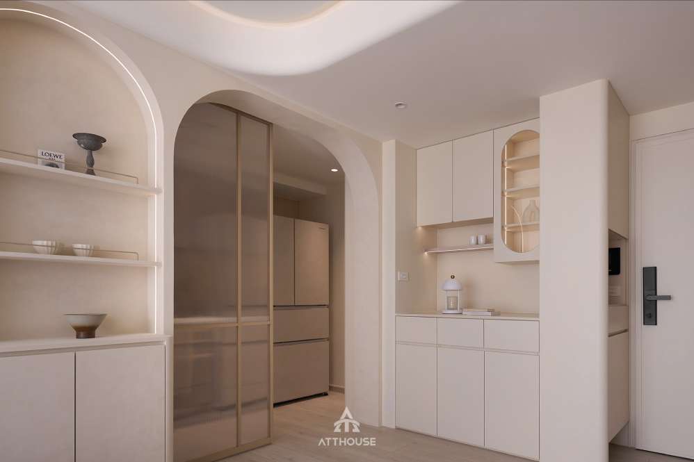 Thiết kế phòng bếp phong cách hiện đại mix japandi
