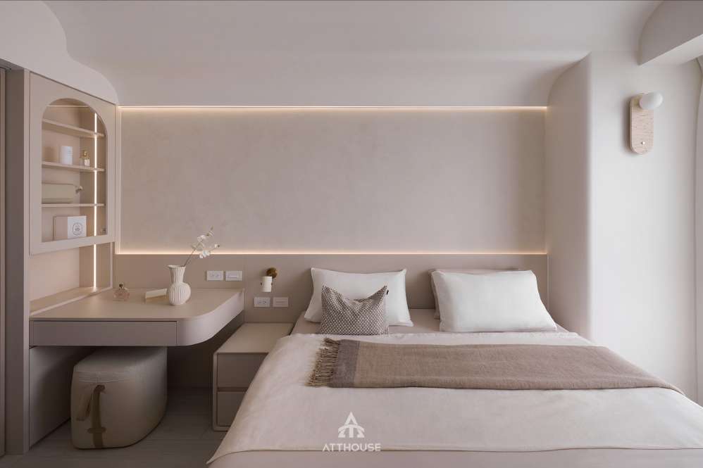 Thiết kế phòng ngủ Master tại căn hộ 2 phòng ngủ phong cách Hiện đại mix Japandi