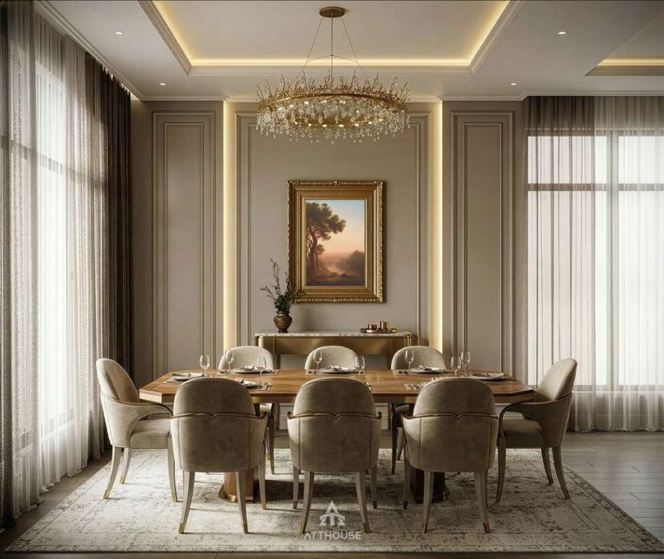 Thiết kế nội thất phòng bếp phong cách Tân Cổ Điển tại biệt thự Vinhomes Royal Island