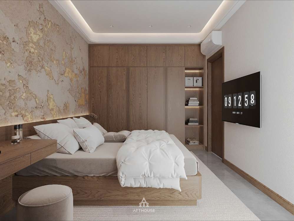 Thiết kế hông gian phòng ngủ tại thiết Kế Nhà Phố An Đồng phong cách Modern Japandi