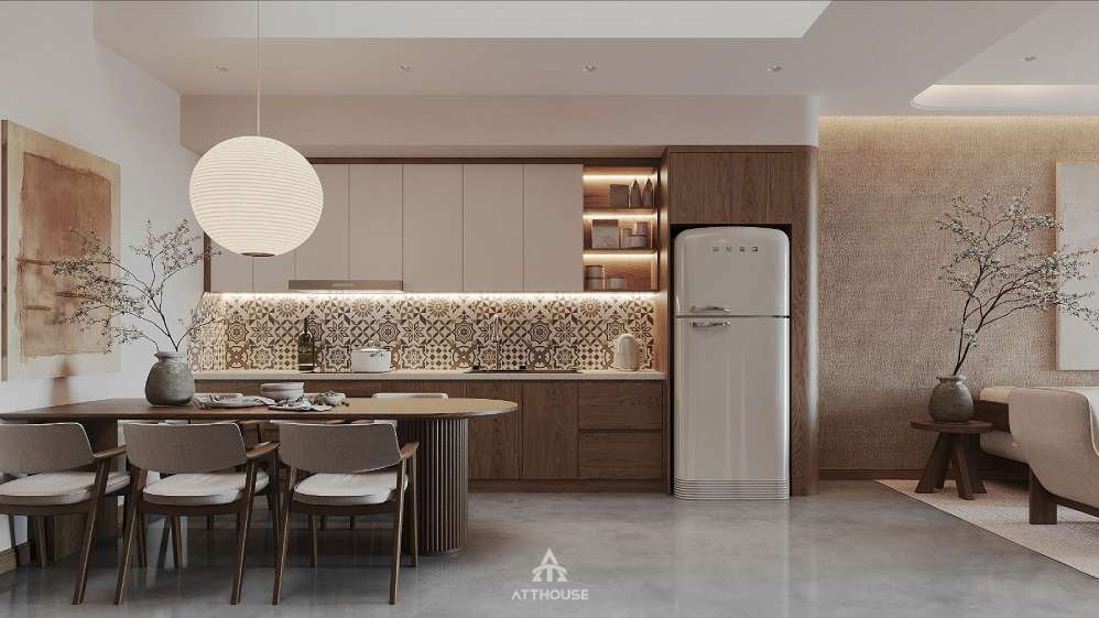Thiết Kế không gian phòng bếp Nhà Phố An Đồng phong cách Hiện đại 