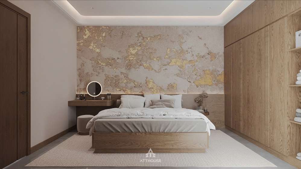 Không gian phòng ngủ tại thiết Kế Nhà Phố An Đồng phong cách Modern Japandi