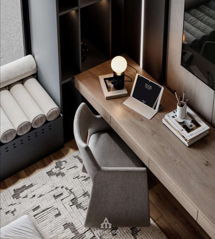 Thiết kế phòng ngủ giường đôi hiện đại tối giản  tại căn hộ The Minato Residence