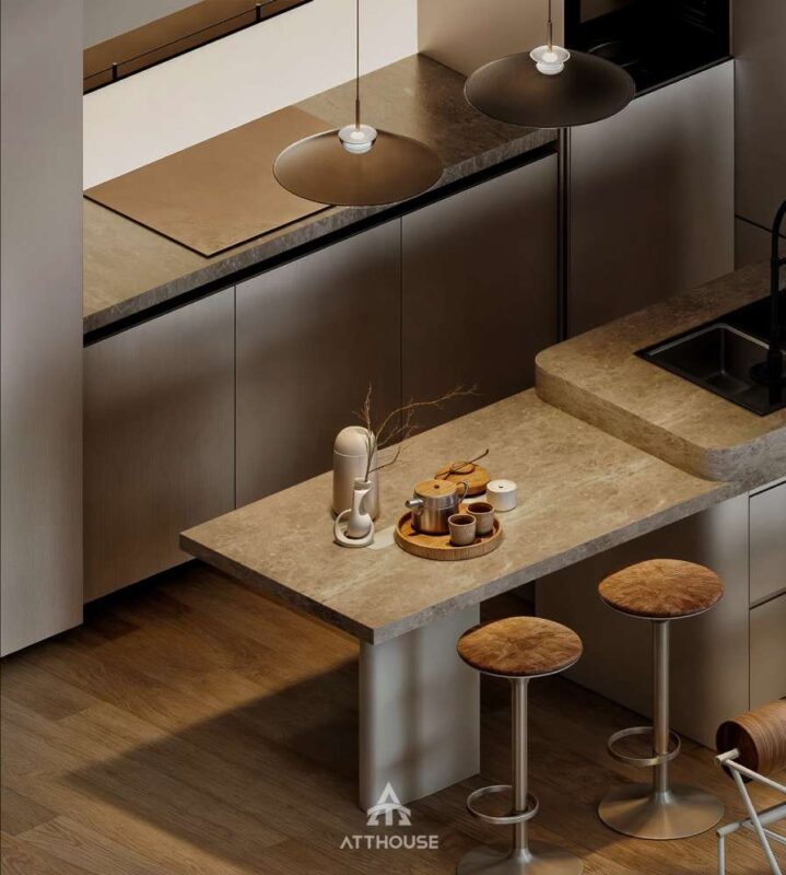 Thiết kế nội thất phòng bếp phong cách hiện đại sang trọng  tại căn hộ The Minato Residence