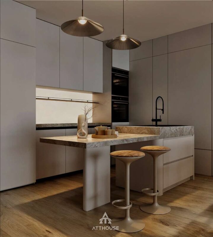 Thiết kế  phòng bếp phong cách hiện đại  tại căn hộ The Minato Residence