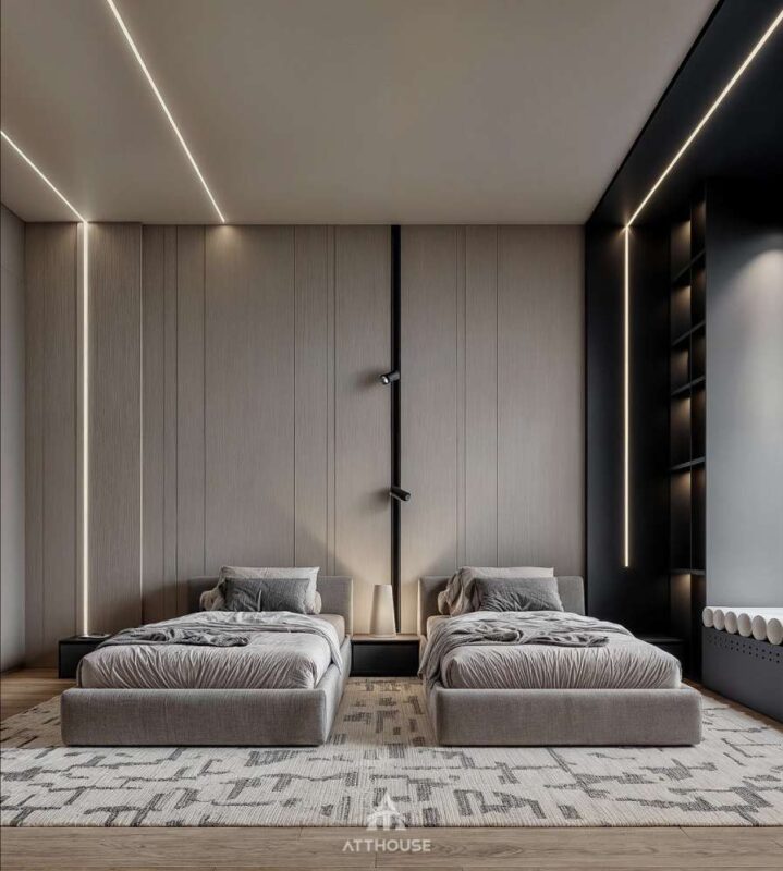 Thiết kế nội thất phòng ngủ cho bé với giường đôi phong cách hiện đại  tại căn hộ The Minato Residence