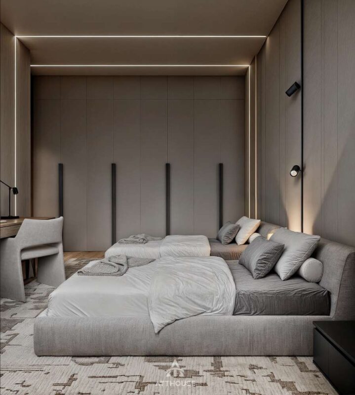 Thiết kế nội thất phòng ngủ giường đôi sang trọng tại căn hộ The Minato Residence