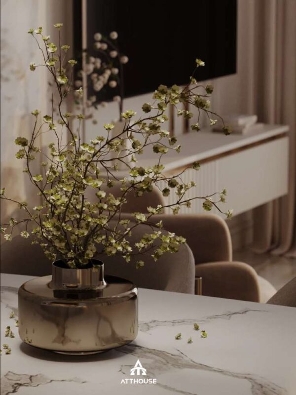 Thiết kế nội thất căn hộ phòng khách phong cách Modern Classic tại dự án Hoàng Huy Commerce