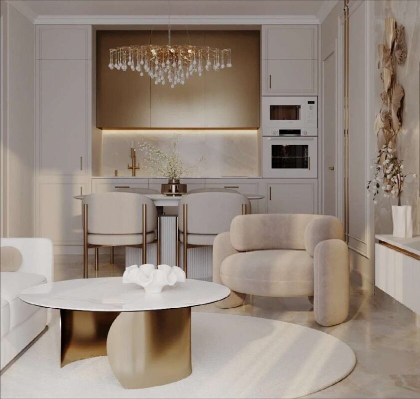 Thiết kế nội thất phòng bếp phong cách Modern Classic tại dự án Hoàng Huy Commerce