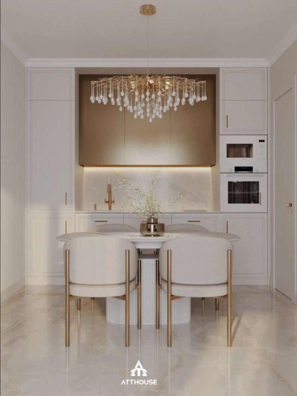 Không gian nội thất phòng bếp phong cách Modern Classic tại dự án Hoàng Huy Commerce