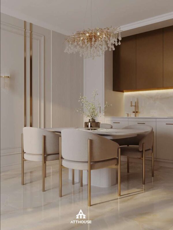 Không gian nội thất phòng bếp phong cách Modern Classic tại dự án Hoàng Huy Commerce