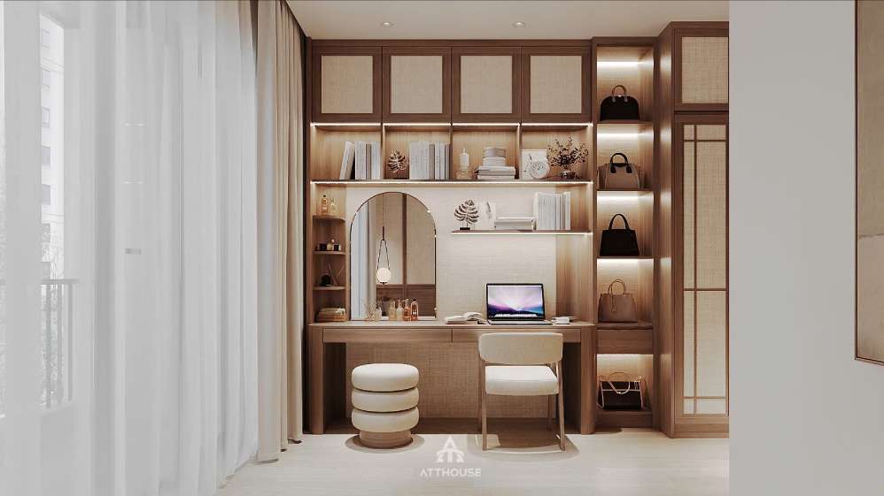 Thiết kế  phòng ngủ ông bà tại biệt thự Vinhomes Vũ Yên Villa mang phong cách Japandi
