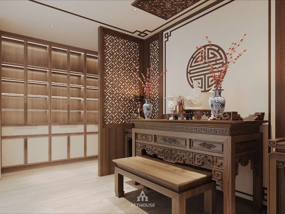 Không gian phòng thờ ấm cúng tại thiết kế biệt thự Vinhomes Vũ Yên Villa