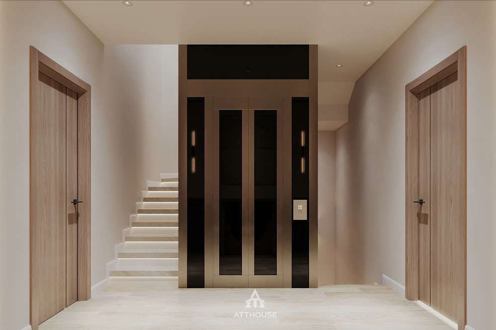 Khu vực sảnh thang tại thiết kế biệt thự Vinhomes Vũ Yên Villa mang phong cách Japandi
