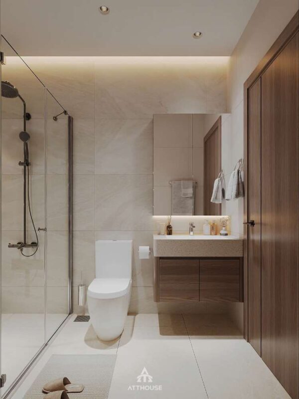 Không gian phòng tắm, wc hiện đại tại thiết kế biệt thự Vinhomes Vũ Yên Villa