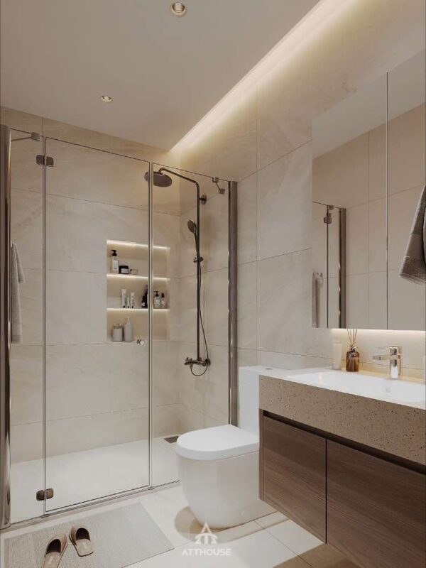 Không gian phòng tắm, wc tiện nghi  tại thiết kế biệt thự Vinhomes Vũ Yên Villa