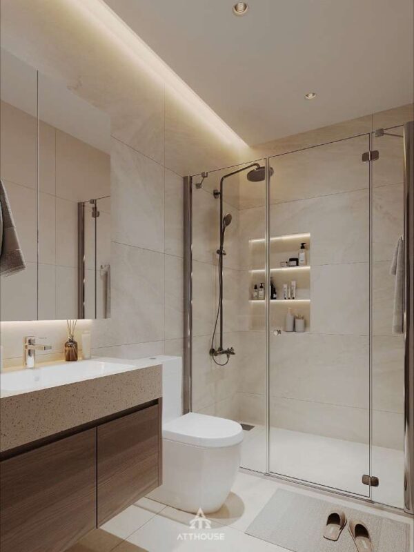 Không gian nội thất phòng tắm wc tại thiết kế biệt thự Vinhomes Vũ Yên Villa