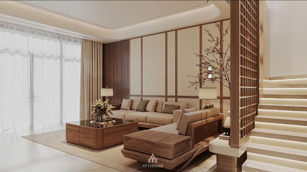 Thiết kế không gian phòng khách đẹp tại biệt thự Vinhomes Vũ Yên Villa 
