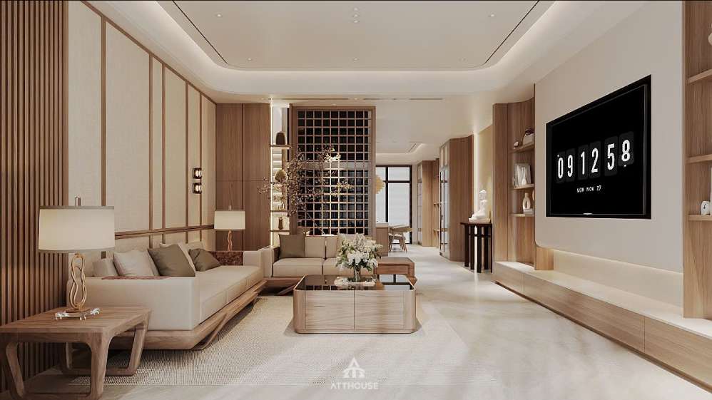 Thiết kế phòng khách biệt thự Vinhomes Vũ Yên Villa - Nơi vẻ đẹp của sự tối giản trở thành phong cách sống