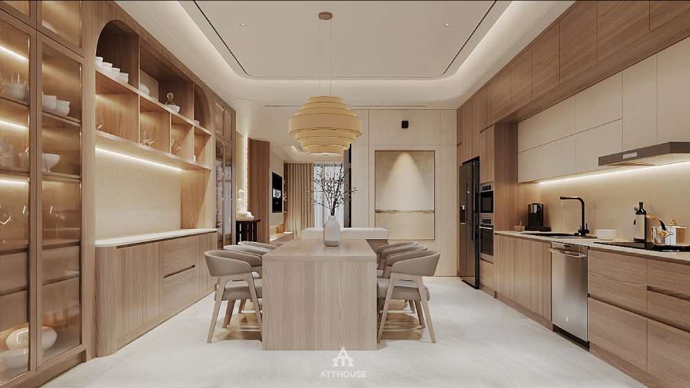 Thiết kế phòng bếp biệt thự Vinhomes Vũ Yên Villa - Nơi vẻ đẹp của sự tối giản trở thành phong cách sống