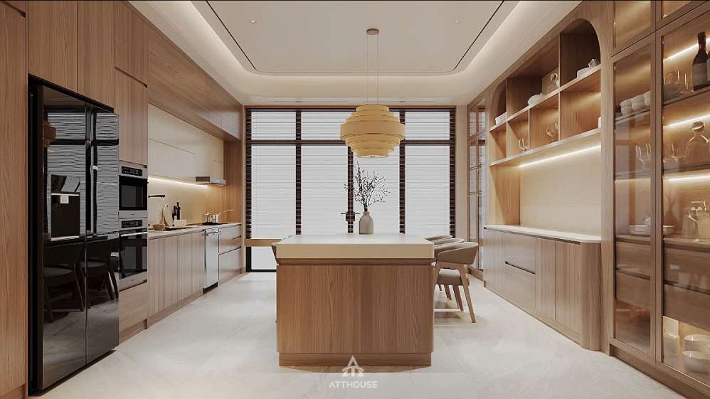 Phòng bếp thời thượng tại thiết kế biệt thự Vinhomes Vũ Yên Villa