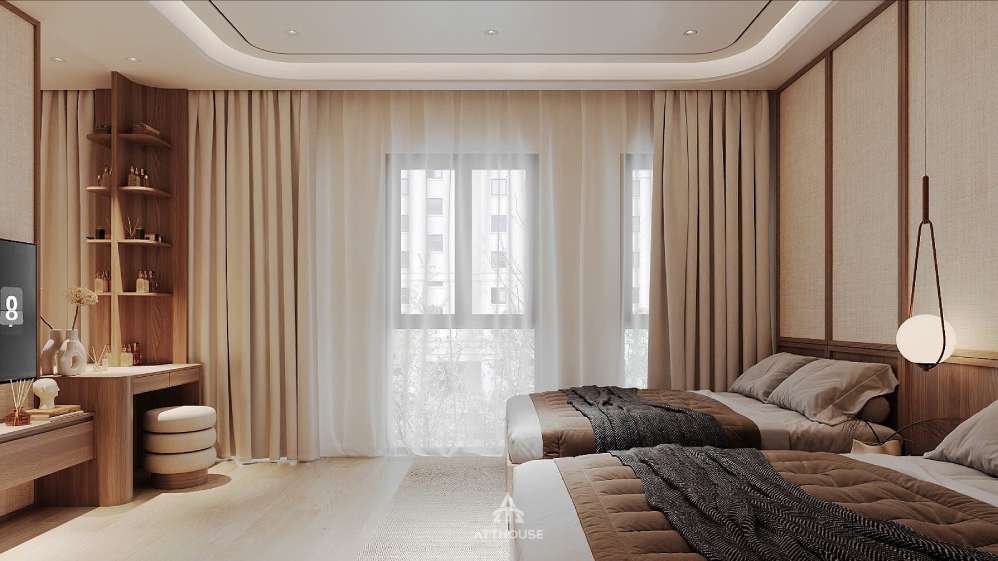 Thiết kế  phòng ngủ 2 bé tại biệt thự Vinhomes Vũ Yên Villa mang phong cách Japandi