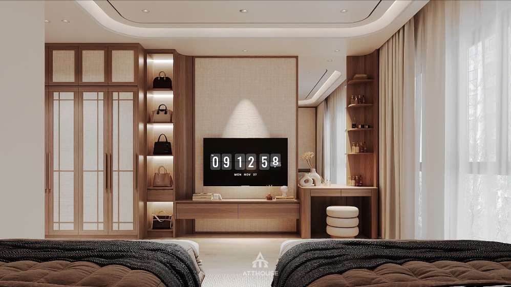 Không gian phòng ngủ 2 bé với diện tích sử dụng lớn tại thiết kế biệt thự Vinhomes Vũ Yên Villa 
