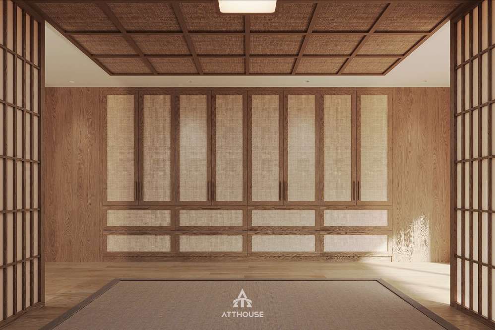 Không gian phòng thờ trang trọng phong cách Japandi tại thiết kế nội thất biệt thự Vinhomes Royal Island 