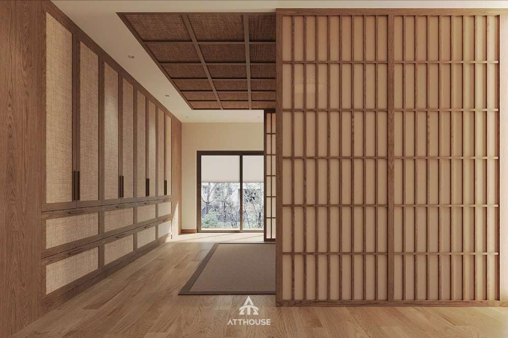 Không gian phòng thờ đơn giản  phong cách Japandi tại thiết kế nội thất biệt thự Vinhomes Royal Island 