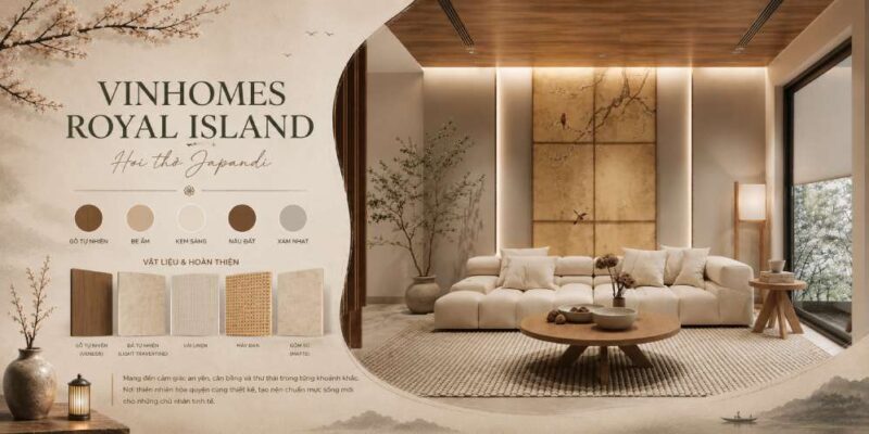 Thiết kế nội thất biệt thự Vinhomes Royal Island - Hơi Thở Japandi Trong Không Gian Sống Đương Đại