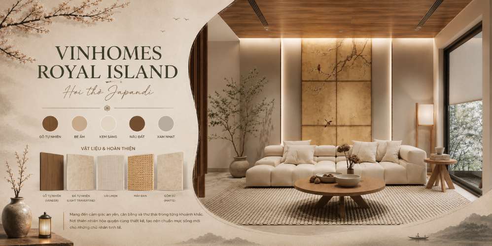 Thiết kế nội thất biệt thự Vinhomes Royal Island - Hơi Thở Japandi Trong Không Gian Sống Đương Đại