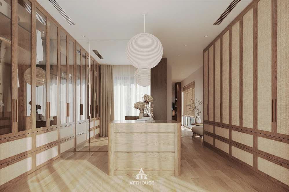 Thiết kế nội thất phòng thay đồ biệt thự Vinhomes Royal Island - Hơi Thở Japandi Trong Không Gian Sống Đương Đại