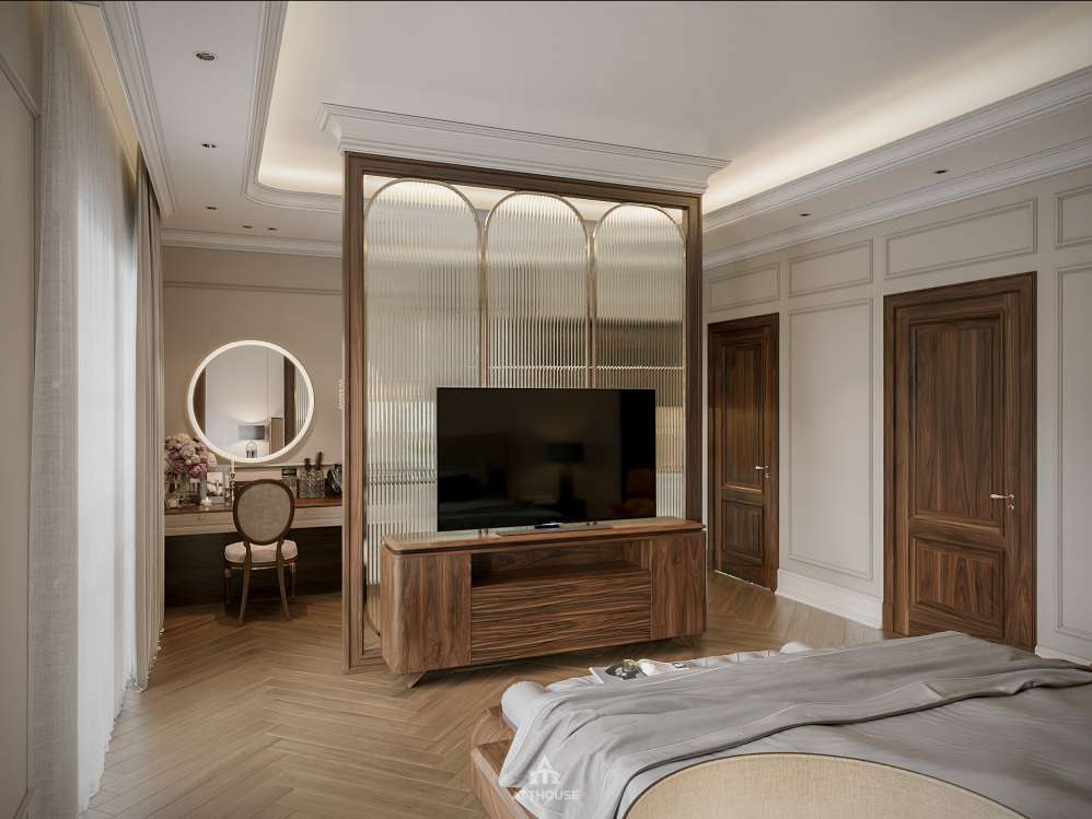 Thiết kế phòng ngủ Master phong cách Neo Classic tại biệt thự Vinhomes Royal Island Vũ Yên