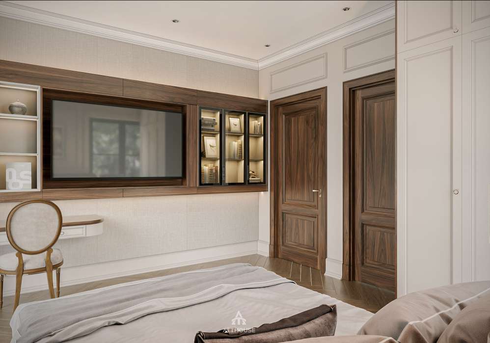 Thiết kế không gian phòng ngủ  bà phong cách Neo Classic Contemporary tại biệt thự Vinhomes Royal Island Villa