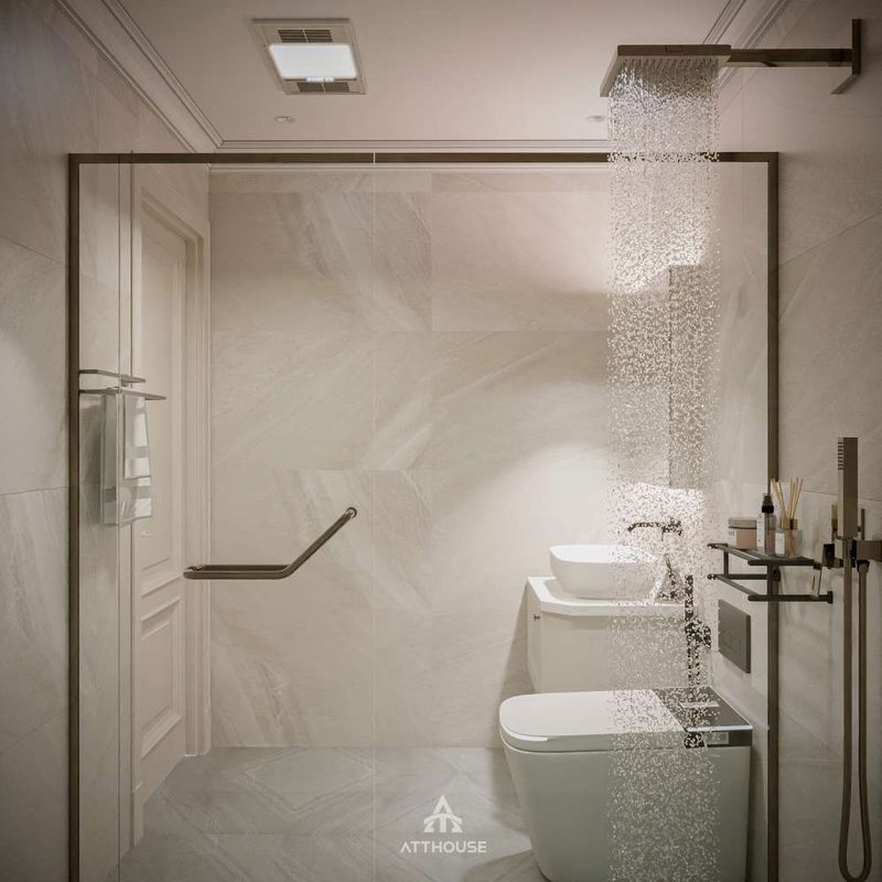 Thiết kế phòng tắm, wc phong cách Neo Classic tại biệt thự Vinhomes Royal Island