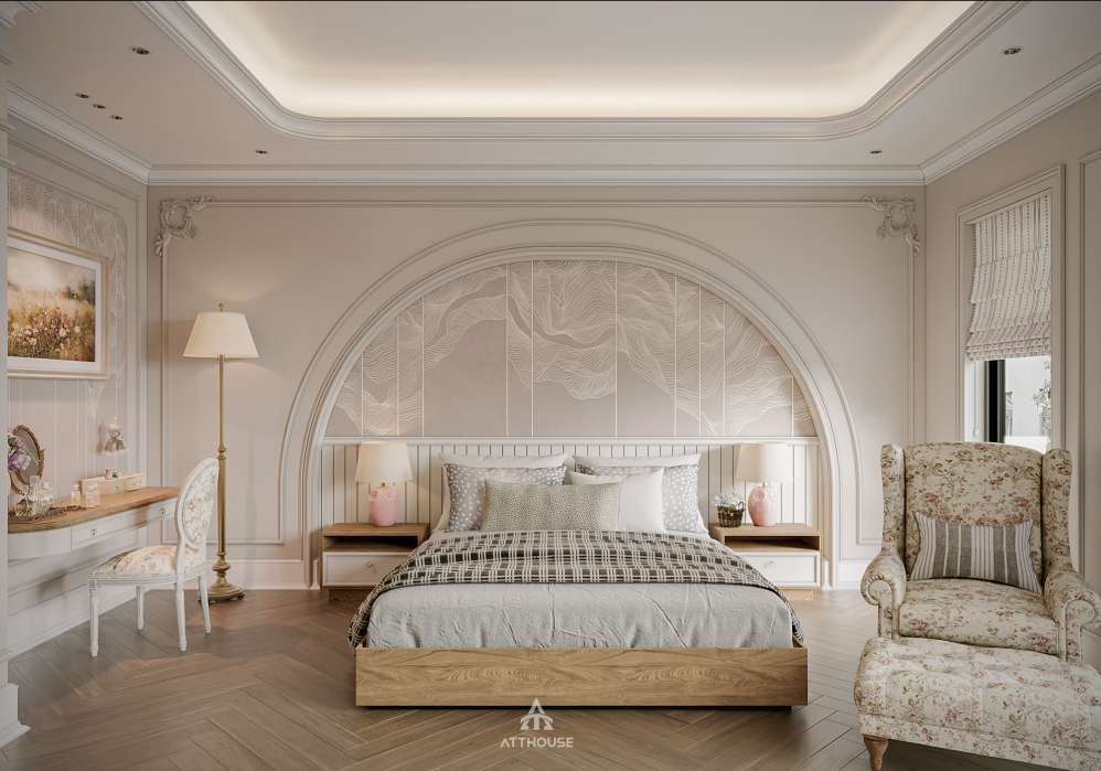 Thiết kế phòng ngủ con gái phong cách Neo Classic Contemporary tại biệt thự Vinhomes Royal Island