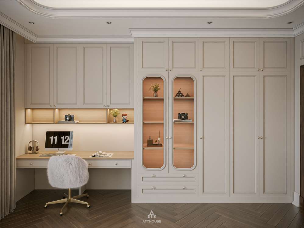 Thiết kế phòng ngủ con gái phong cách Contemporary tại biệt thự Vinhomes Royal Island Vũ Yên