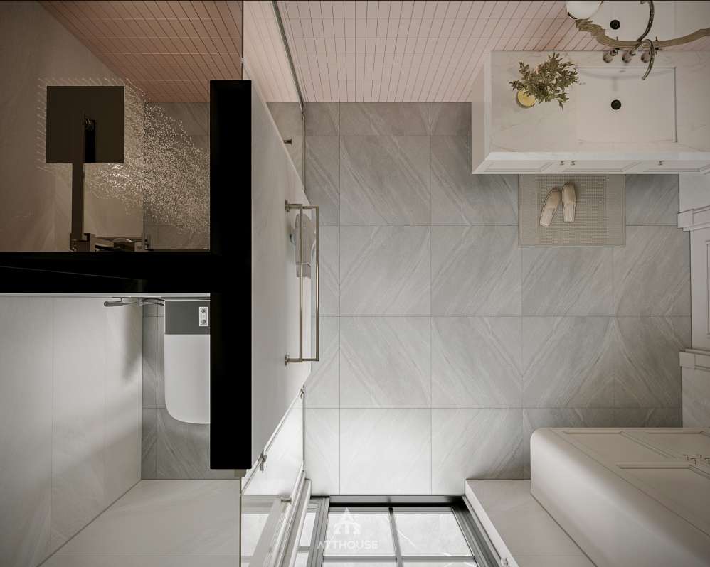 Thiết kế phòng tắm, wc con gái phong cách Neo Classic Contemporary tại biệt thự Vinhomes Royal Island Vũ Yên