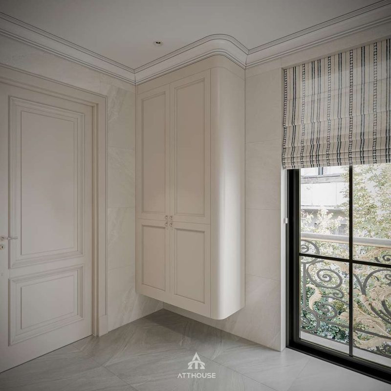 Thiết kế nội thất phòng tắm, wc con gái phong cách Neo Classic Contemporary tại biệt thự Vinhomes Royal Island Vũ Yên