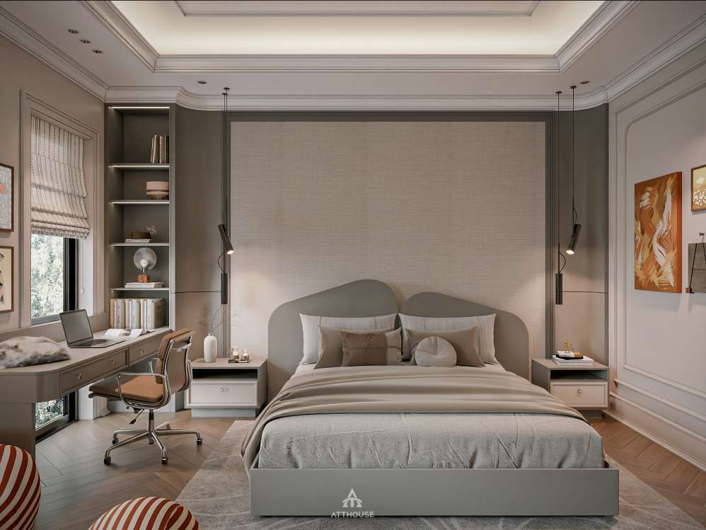 Thiết kế phòng ngủ con trai phong cách Neo Classic Contemporary tại biệt thự Vinhomes Royal Island Vũ Yên
