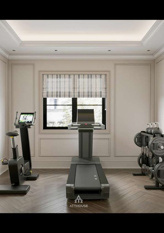 Thiết kế phòng Gym biệt thự Vinhomes Royal Island Vũ Yên - Vẻ đẹp tân cổ điển được tinh giản bằng ngôn ngữ hiện đại