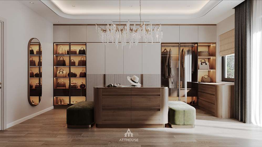 Thiết kế phòng thay đồ nhà phố Hải Phòng phong cách Contemporary Organic Luxury - Một chuẩn sống để trở về, để kết nối các thế hệ và để phản ánh gu thẩm mỹ