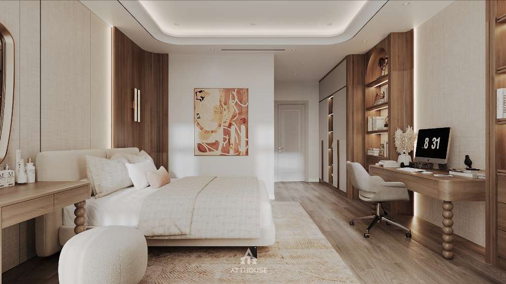 Không gian phòng ngủ tại Trực Cát House được thiết kế tiện nghi, thoải mái.


