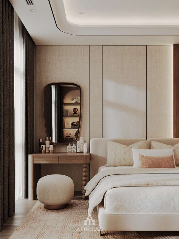Thiết kế nội thất nhà phố Trực Cát House tạo không gian nghỉ ngơi ấm áp cho con gái.

