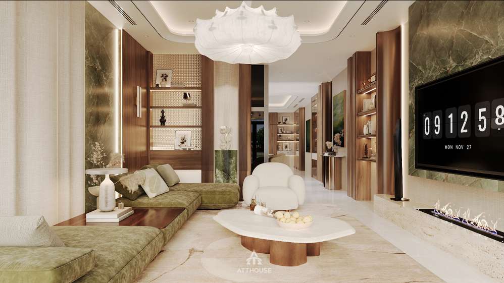 Thiết kế nội thất phòng khách nhà phố Trực Cát House phong cách Contemporary Organic Luxury - Một chuẩn sống để trở về, để kết nối các thế hệ và để phản ánh gu thẩm mỹ