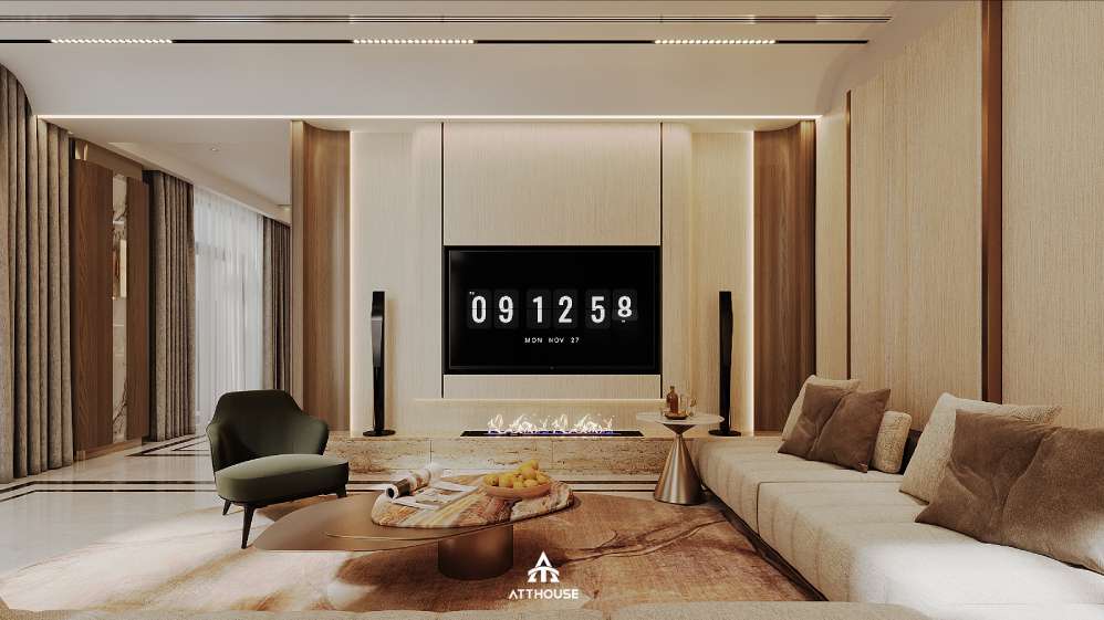 Thiết kế phòng khách biệt thự phong cách Contemporary Luxury tại Vinhomes Royal Island - khi sự sang trọng được thể hiện bằng phong cách sống