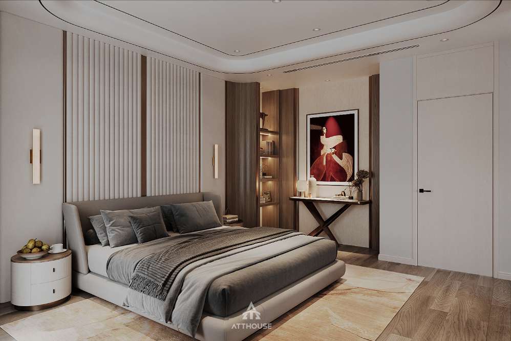Không gian nghỉ ngơi tinh tế của thiết kế biệt thự Vinhomes Royal Island.

