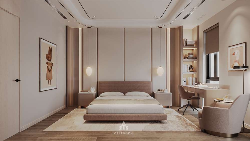 Thiết kế phòng ngủ con gái biệt thự phong cách Contemporary Luxury tại Vinhomes Royal Island - khi sự sang trọng được thể hiện bằng phong cách sống