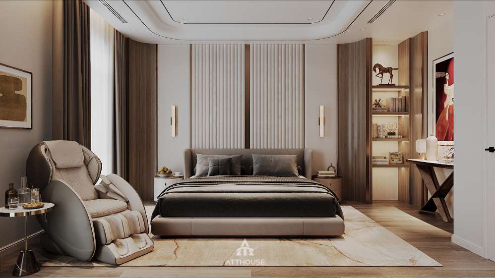 Thiết kế phòng ngủ master biệt thự phong cách Contemporary Luxury tại Vinhomes Royal Island - khi sự sang trọng được thể hiện bằng phong cách sống